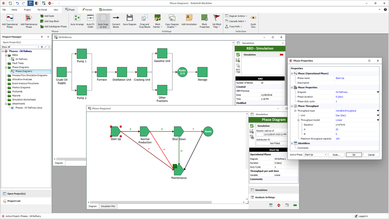 ReliaSoft BlockSim: System reliability, availability, maintainability